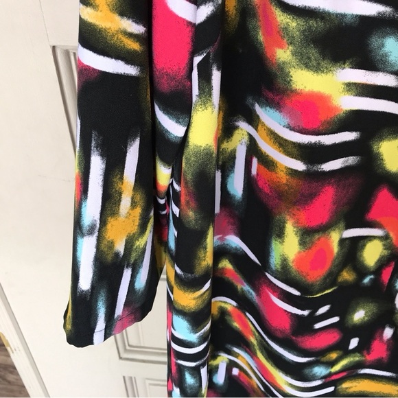 Tildon Dress Multi Color Deep Slit Back SzL Junior Long Sleeves Round Cute Dres - Picture 14 of 16